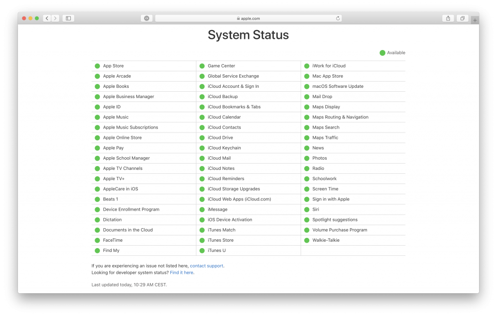 Apple System Status